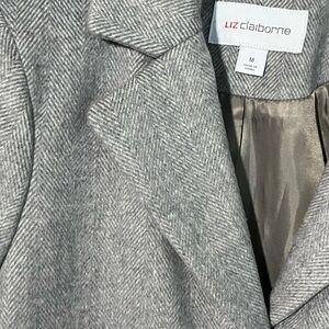 Liz Claiborne Herringbone Gray Trench Coat